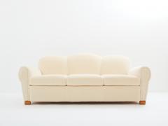 Jules Leleu Jules Leleu three seater sofa mohair velvet 1940s - 3440965