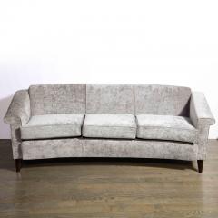 Jules Leleu Mid Century Modern Sofa in Smoked Pewter Velvet Ebonized Walnut by Jules Leleu - 2946496