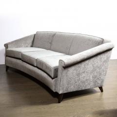 Jules Leleu Mid Century Modern Sofa in Smoked Pewter Velvet Ebonized Walnut by Jules Leleu - 2946497