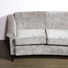 Jules Leleu Mid Century Modern Sofa in Smoked Pewter Velvet Ebonized Walnut by Jules Leleu - 2946526