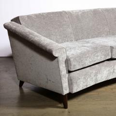 Jules Leleu Mid Century Modern Sofa in Smoked Pewter Velvet Ebonized Walnut by Jules Leleu - 2946763