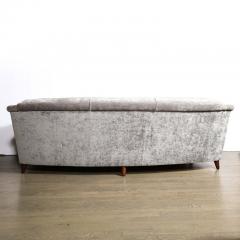 Jules Leleu Mid Century Modern Sofa in Smoked Pewter Velvet Ebonized Walnut by Jules Leleu - 2946770