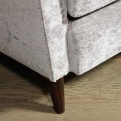 Jules Leleu Mid Century Modern Sofa in Smoked Pewter Velvet Ebonized Walnut by Jules Leleu - 2946787