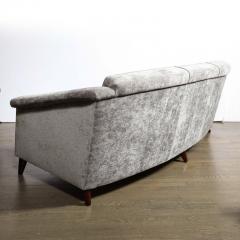 Jules Leleu Mid Century Modern Sofa in Smoked Pewter Velvet Ebonized Walnut by Jules Leleu - 2946813