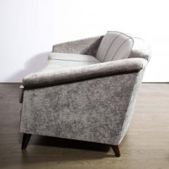 Jules Leleu Mid Century Modern Sofa in Smoked Pewter Velvet Ebonized Walnut by Jules Leleu - 2946818