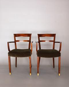Jules Leleu Pair of Fine French Art Deco Mahogany Armchairs by Jules Leleu - 4222240
