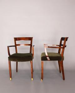 Jules Leleu Pair of Fine French Art Deco Mahogany Armchairs by Jules Leleu - 4222241