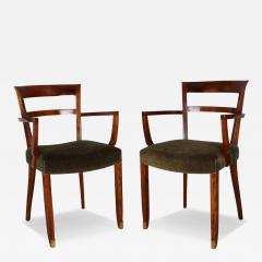 Jules Leleu Pair of Fine French Art Deco Mahogany Armchairs by Jules Leleu - 4225556