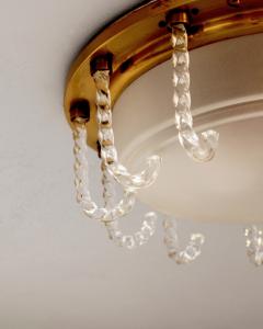 Jules Leleu Rare Fine French 1950s Glass and Brass Flush Mount by Leleu - 4151553