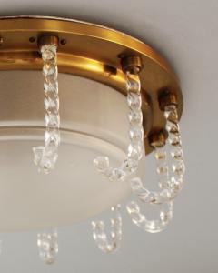 Jules Leleu Rare Fine French 1950s Glass and Brass Flush Mount by Leleu - 4151570