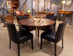 Jules Leleu Rosewood Dining Table with Stainless Steel and Bronze Legs by Jules Leleu - 3265399
