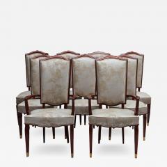 Jules Leleu Set of 10 Fine French Art Deco Mahogany Chairs by Jules Leleu 8 Side and 2 Arm  - 4333321