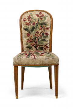 Jules Leleu Set of 10 Jules Leleu French Modern Fruitwood Tapestry Dining Chairs - 4273426