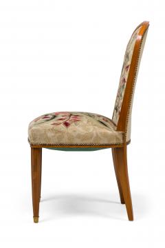 Jules Leleu Set of 10 Jules Leleu French Modern Fruitwood Tapestry Dining Chairs - 4273427