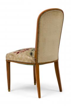 Jules Leleu Set of 10 Jules Leleu French Modern Fruitwood Tapestry Dining Chairs - 4273428