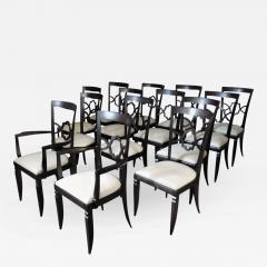 Jules Leleu Set of 12 French Art Deco Side and Two Arm Dining Chairs - 432206