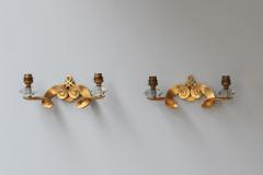 Jules Leleu Set of 4 Fine French 1950s Gilded Bronze Wall Lights by Jules Leleu - 3968548