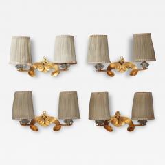 Jules Leleu Set of 4 Fine French 1950s Gilded Bronze Wall Lights by Jules Leleu - 3980693