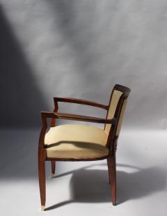 Jules Leleu Set of 4 Fine French Art Deco Walnut Bridge Armchairs by Jules Leleu - 1197302