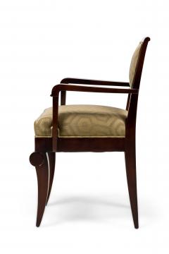 Jules Leleu Set of 6 Jules Leleu Amboyna Gold Geometric Fabric Upholstered Armchairs - 4273408