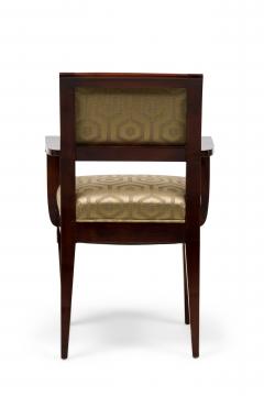 Jules Leleu Set of 6 Jules Leleu Amboyna Gold Geometric Fabric Upholstered Armchairs - 4273410