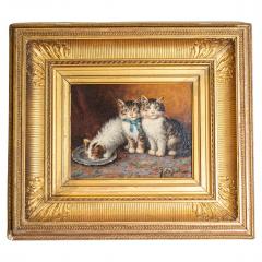 Jules Leroy Leroy French Giltwood Framed Oil on Panel Kitten Painting Signed Jules Le Roy - 3660212