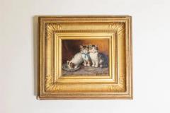 Jules Leroy Leroy French Giltwood Framed Oil on Panel Kitten Painting Signed Jules Le Roy - 3660269