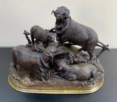 Jules Moigniez Jules Moigniez Bronze Sculpture of Three Sheep and a Lamb - 2487744