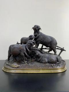 Jules Moigniez Jules Moigniez Bronze Sculpture of Three Sheep and a Lamb - 2487747