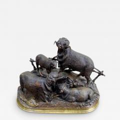 Jules Moigniez Jules Moigniez Bronze Sculpture of Three Sheep and a Lamb - 2492781