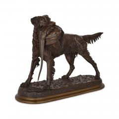 Jules Moigniez Pair of large patinated bronze hunting dog models by Moigniez - 2825276