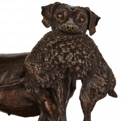 Jules Moigniez Pair of large patinated bronze hunting dog models by Moigniez - 2825288