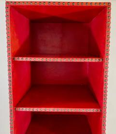Julian Schnabel Julian Schnabel Leather Tooled Red Cabinet or Bookcase Pair - 2889659