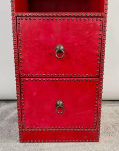 Julian Schnabel Julian Schnabel Leather Tooled Red Cabinet or Bookcase Pair - 2889660