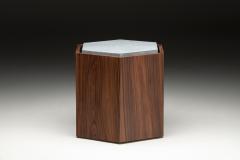 Juliana Lima Vasconcellos Contemporary Stool Side Table in Wood and Stone - 1561482