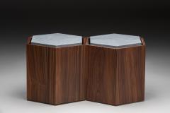 Juliana Lima Vasconcellos Contemporary Stool Side Table in Wood and Stone - 1561483