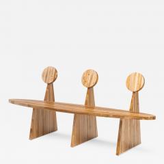 Juliana Lima Vasconcellos Contemporary Trio Bench in Solid African Mahogany Wood Panels Brazilian Design - 1565313