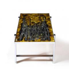 Juliette Belarti Mid Century Ceramic Tile Polished Aluminum Coffee Table by Juliette Belarti - 4465840
