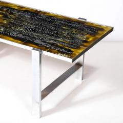 Juliette Belarti Mid Century Ceramic Tile Polished Aluminum Coffee Table by Juliette Belarti - 4465843