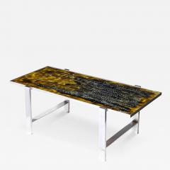 Juliette Belarti Mid Century Ceramic Tile Polished Aluminum Coffee Table by Juliette Belarti - 4465950