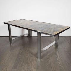 Juliette Belarti Mid Century Modern Ceramic Tile and Polished Aluminium Coffee Table by J Belarti - 1507995