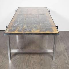 Juliette Belarti Mid Century Modern Ceramic Tile and Polished Aluminium Coffee Table by J Belarti - 1508001