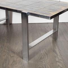 Juliette Belarti Mid Century Modern Ceramic Tile and Polished Aluminium Coffee Table by J Belarti - 1508002