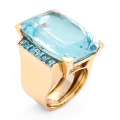 Juliette Moutard French Aqua Ring Designed by Juliette Moutard for Rene Boivin - 42962
