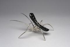 Julio Mart nez Barnetche Ara a Spider black jadeite sculpture with silver - 2921539