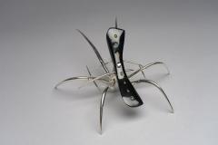 Julio Mart nez Barnetche Ara a Spider black jadeite sculpture with silver - 2921541