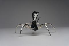 Julio Mart nez Barnetche Ara a Spider black jadeite sculpture with silver - 2921542