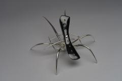 Julio Mart nez Barnetche Ara a Spider black jadeite sculpture with silver - 2921545