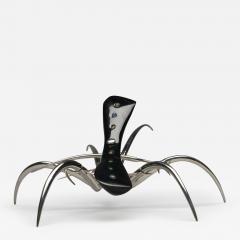 Julio Mart nez Barnetche Ara a Spider black jadeite sculpture with silver - 2923581