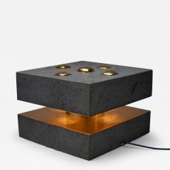 Julio Mart nez Barnetche Architectural Lamp volcanic stone and gold leaf - 2571876